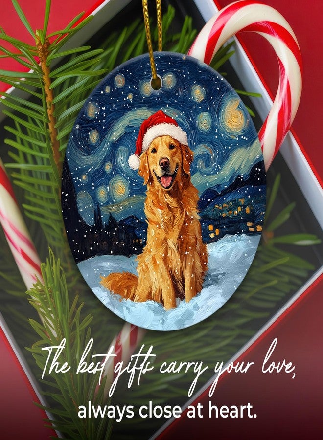 GENANY Golden Retriever Christmas Ornament, Starry Night Hanging Ornaments 2025, Glossy Printed Ceramic Keepsake,Christmas for Women Men Pet Lover, Dog Tree Decorations - Image 4